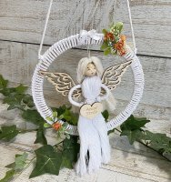 Anioł stróż stojący makrama prezent na Komunię