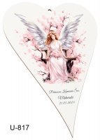 Anioł wiszący - serce Pamiątka Komunii U817
