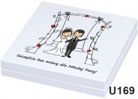 Pamiątka ślubu pudełko na pieniądze grafika białe U169