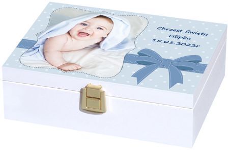 Pudełko pamiątka chrztu -kuferek wspomnień ze zdjęciem U682